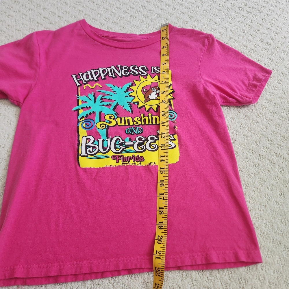 Buc-ees Florida Happiness is Sunshine Pink Graphic T-Shirt Youth Large YL - Picture 5 of 7